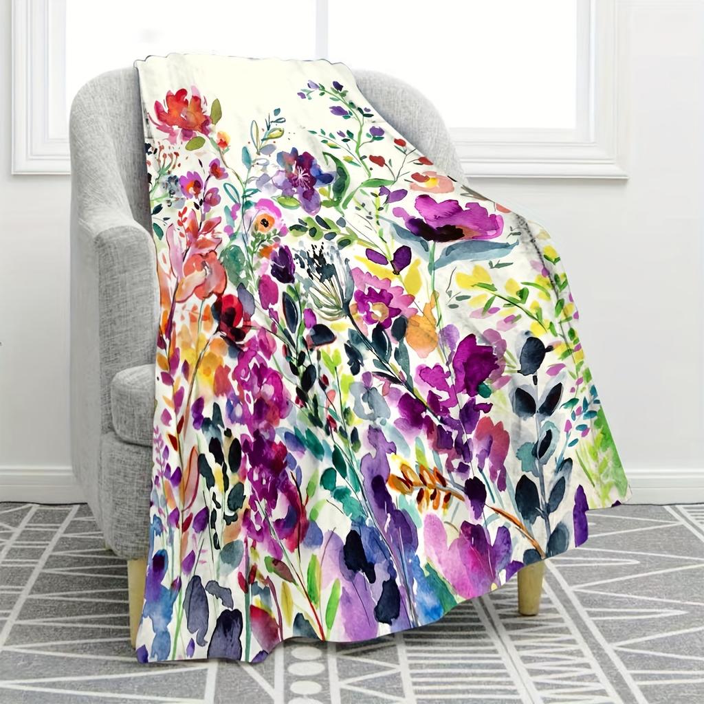 Soft, Cozy, Machine Washable Flannel Blanket with Vibrant Floral Design - Luxurious All-Season Blanket Perfect for Couch, Bed, o