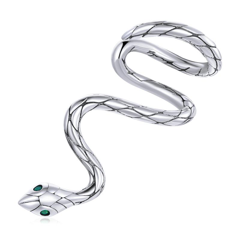 BAMOER 925 Silver Mono Clip Earrings for Girl CZ Platinum Plated Ear Cuffs Non Piercing for Women Wedding Party Jewelry