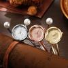 2 Stück/Set Damen Gold Schmuckuhr Set, Quarz Armbanduhr + Rosenarmband + Perlenohrringe, Eleganter Stil