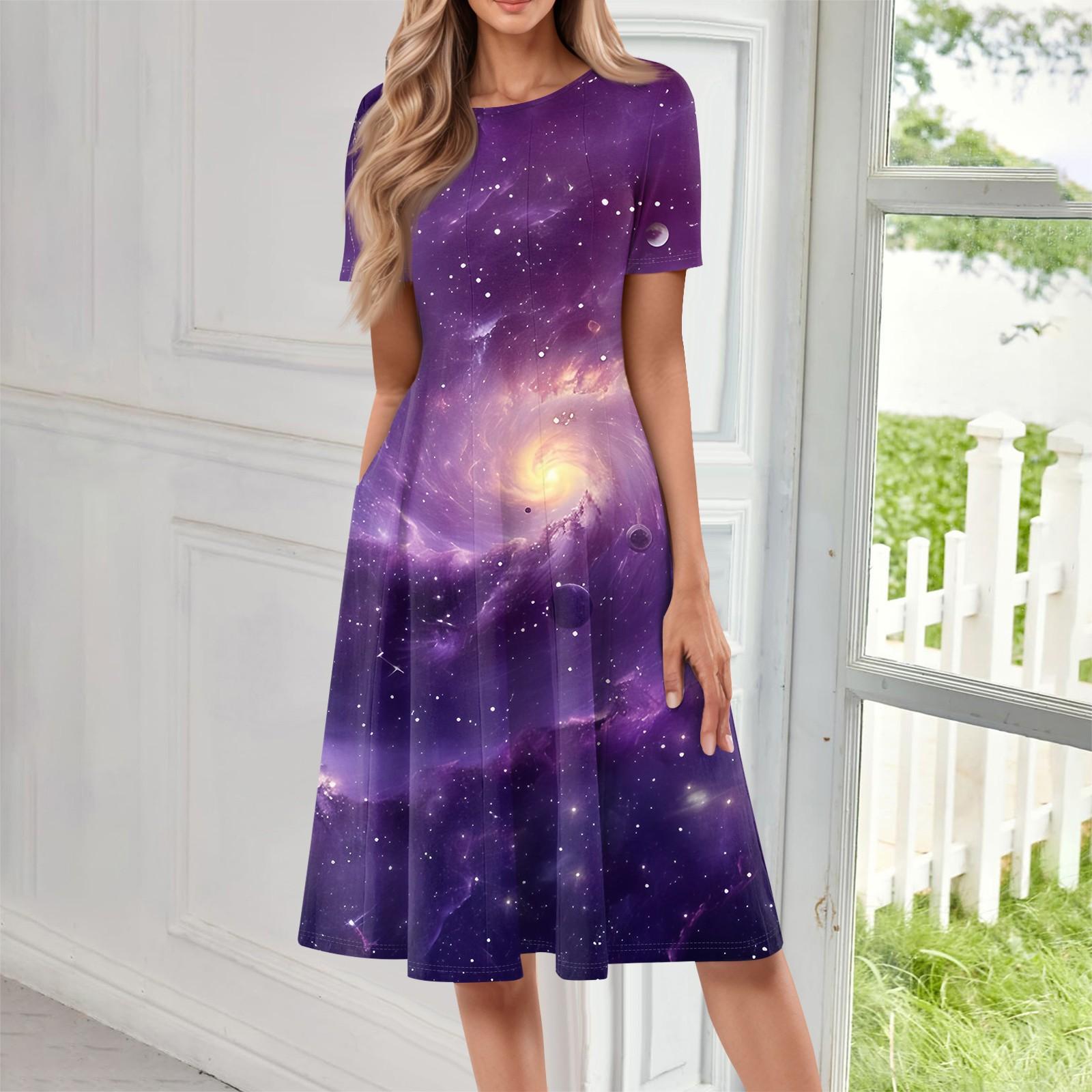 

Женское летнее повседневное платье U-образной формы с завязкой на кармане и короткими рукавами S темно-фиолетового