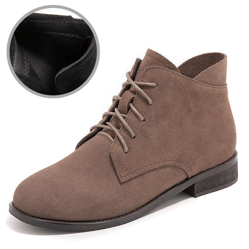 Fashion GKTINOO Women Chelsea Boots 2025 Autumn Winter New Genuine Leather Fashion Casual Shoes Women Cow Suede Lace-up Ankle Boots