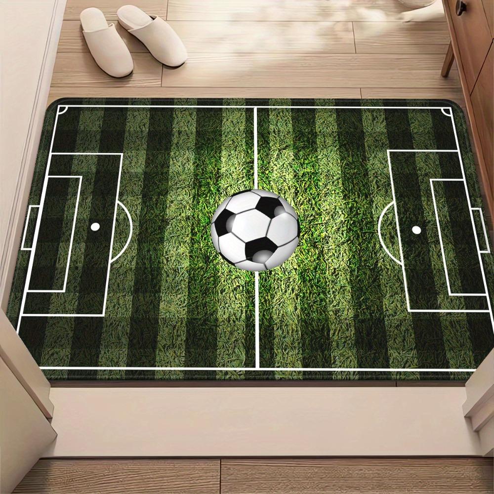 2D Fußballfeld Hauptbild Willkommensmatte Optische Täuschung Matte Geeignet für Wohnzimmer Schlafzimmer Kinderzimmer Rutschfester Teppich