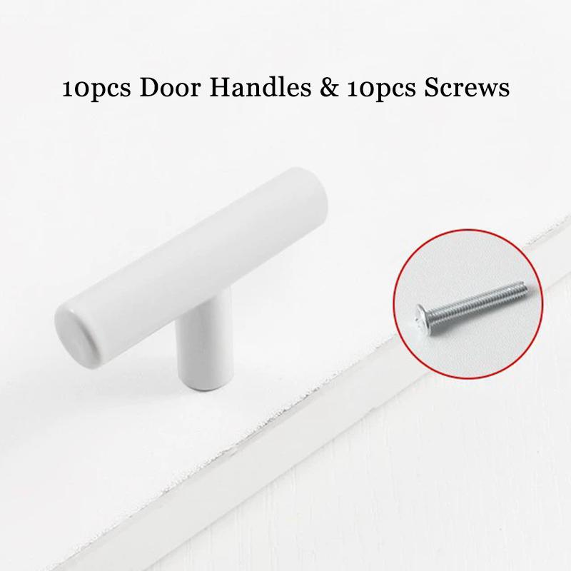 WTEMPO Single Hole Metal Cabinet Handles DIY Drawer/Wardrobe Handles Modern Hardware Kitchen T-shaped Handles Dressing Table Knob Set with Screws 1set белый