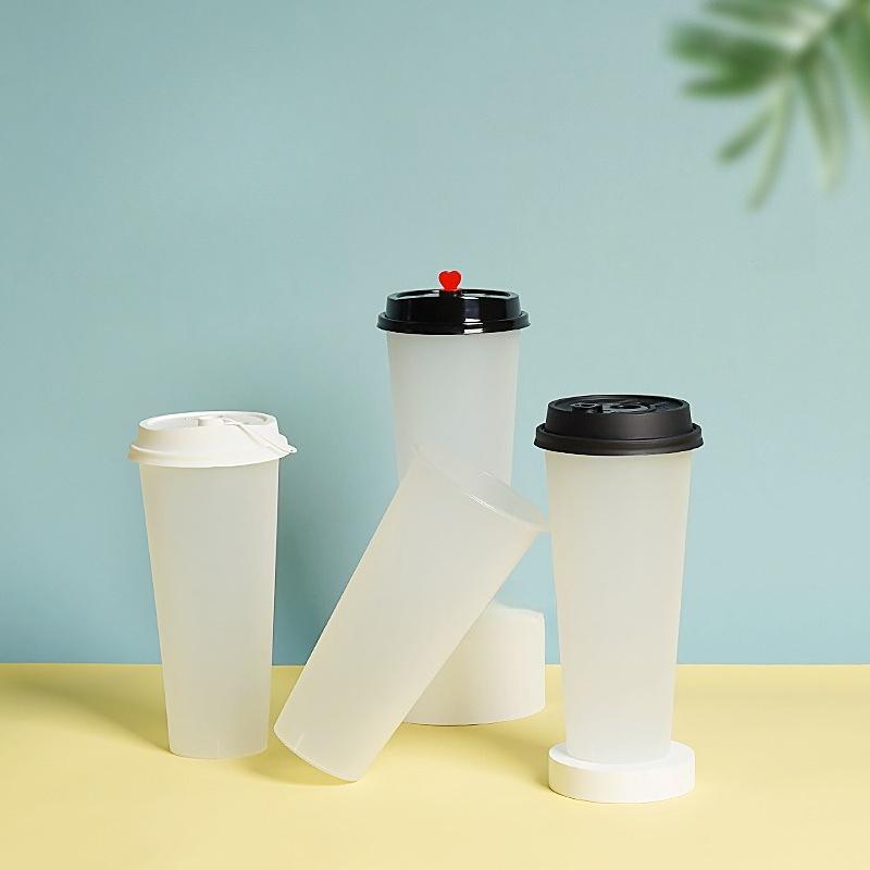 90mm Mouth Commercial PP Injection Cups  Disposable Milk Tea Cups with Lids Thickened High Transparent Plastic Drink CupsLarge Caliber Straws