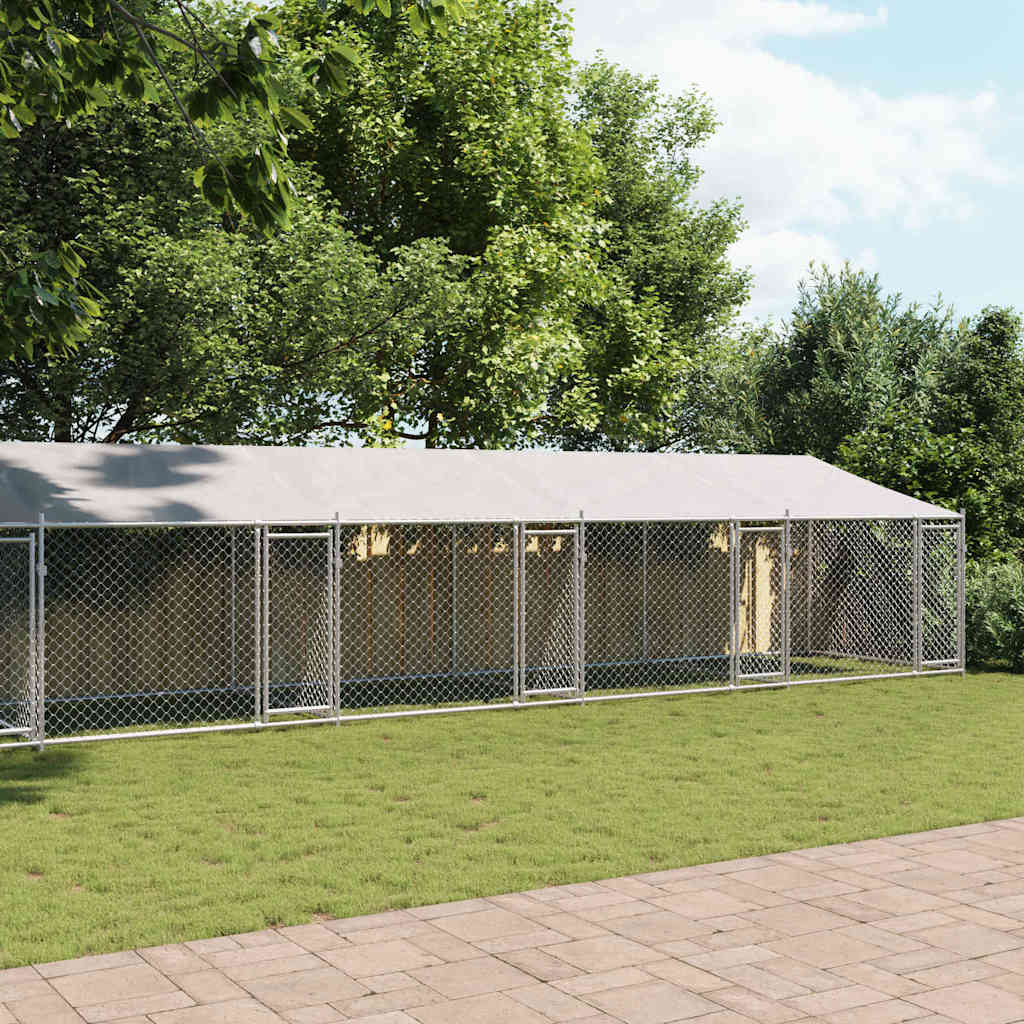 Vidaxl Dog Cage, With Roof and Door, Grey, 12X2X2 M, Steel