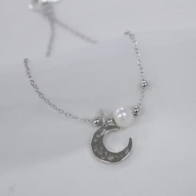 929 Silver Women's Bracelet Anklet Chain Daily and Pearl Pendant