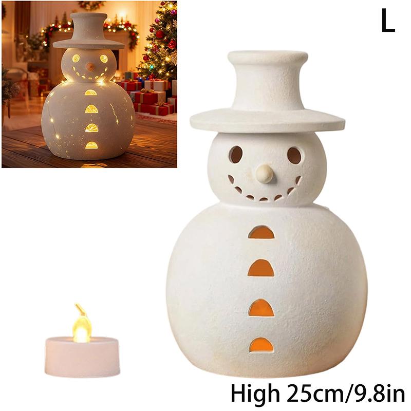 

Terracotta Snowman Figure With Light Vintage Color Christmas Tabletop Decoration Centerpiece For Home Office Holiday Christmas