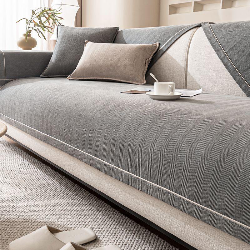 Neues Vier-Jahreszeiten Universal Chenille Rutschfestes Sofakissen Fischgrätenmuster Modern Leichter Luxus All-Inclusive Sofaüberwurf Sitzkissen