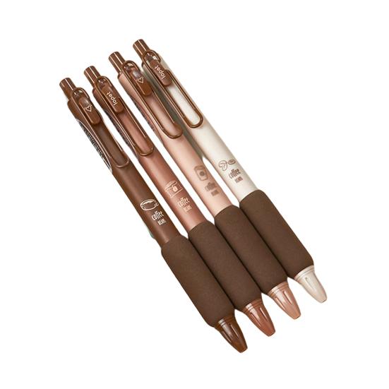 

4 шт. гелевая ручка ST 0,5 мм, наконечник с кофейным узором, пресс-подпись, канцелярские принадлежности, офисные забавные шариковые ручки, студенческие принадлежности кофейный