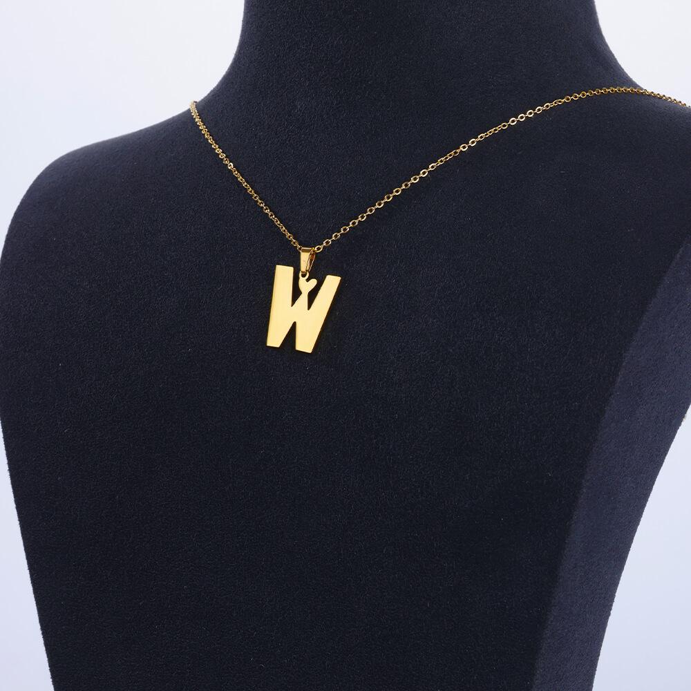 Stainless Steel Heart Initial Letter Necklace for Women Gold Plated Alphabet Pendant Necklaces Vintage Waterproof Jewelry Gifts