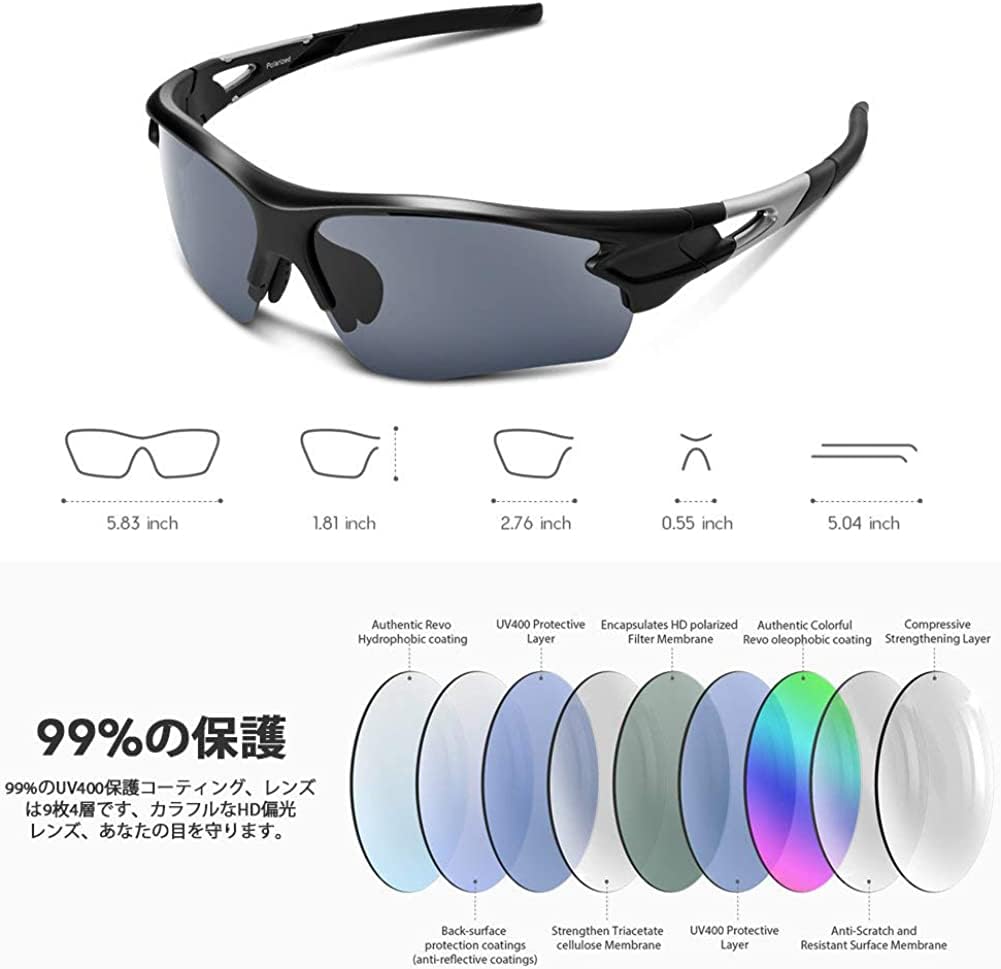 Sports Polarized Ultra TR90 TAC UV Unisex Black [BEACOOL] Sunglasses, Lenses, Baseball, Running, Cycling, Climbing, Fishing, Driving, Golf, Bike,