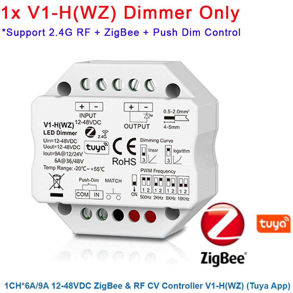 Skydance 1-Kanal*4A/8A 12-48VDC RF-Controller Push-Dim Wanddosenmontage V1-H 1-Kanal*6A/9A ZigBee & RF CV-Controller V1-H(WZ) Tuya App