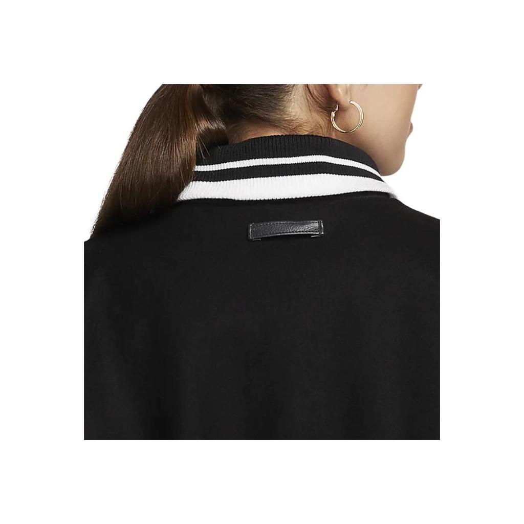 Nike Sportswear Solid Color Spliced Fabric Casual Long Sleeve Jacket Women Jackets Black FZ5734-010
