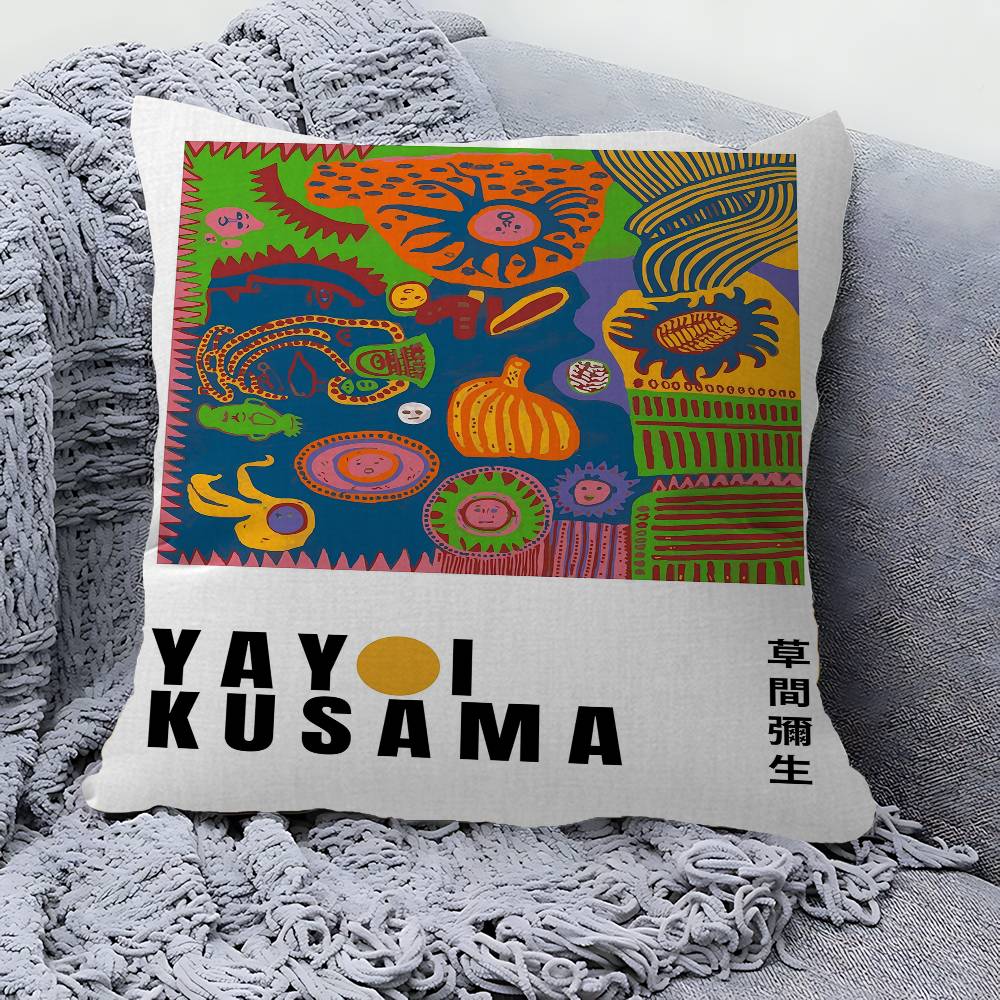 Yayoi Kusama Art Anime Cushion Cover Car Throw Pillow Case For Sofa Car Christmas Gift 40x40cm 45x45cm