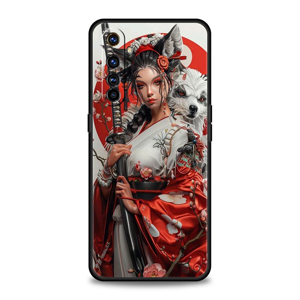 

Samurai Warrior Geisha Phone Case For Oppo A3S A15 A17 A31 A95 Find X5 X6 Pro A54 A53 A52 Reno 6 7 8 SE Z Pro 5G Soft TPU Cover Oppo Reno7 5G
