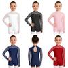 Girls Lace Patchwork Long Sleeve Jumpsuit Keyhole Back Bodysuit Gymnastics Dance Competition