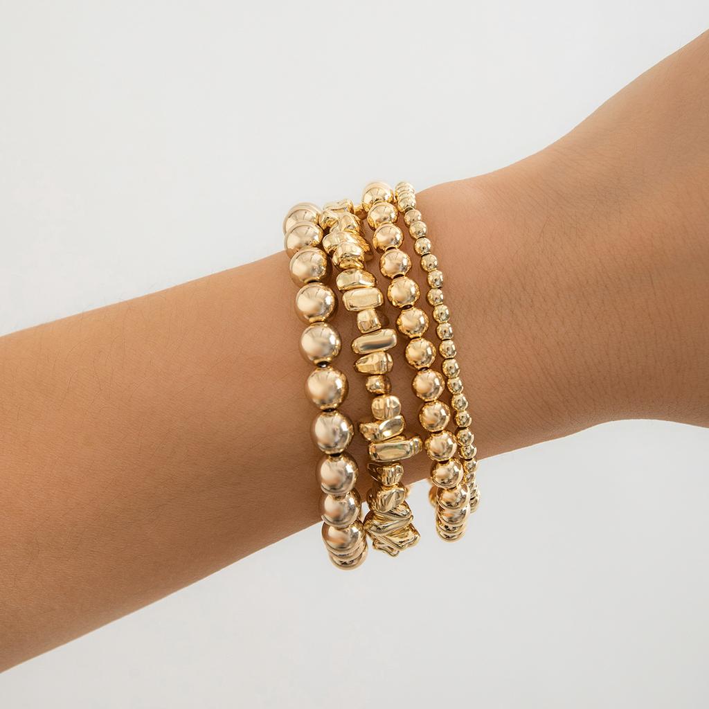 Heart Pendant Bead Stacking Bracelet Set Fashion Jewelry Minimalist Accessories Multi Layer Adjustable Bracelets for Women Girls Trend Charm Gift