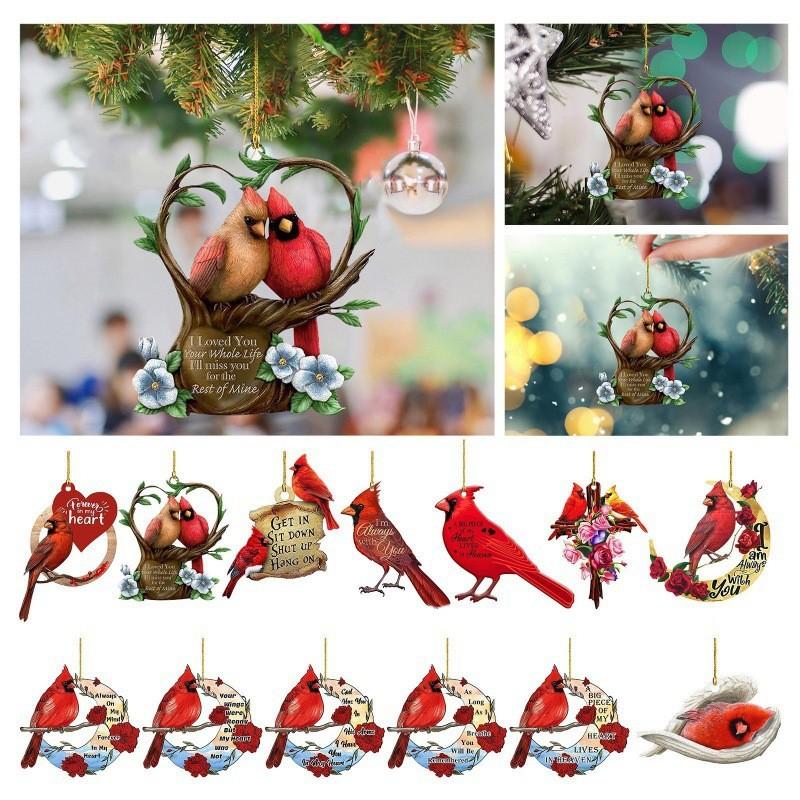 Acrylic Red Charming Bird Vehicle Hanging Decoration Fun Holiday Ornament For Car 78