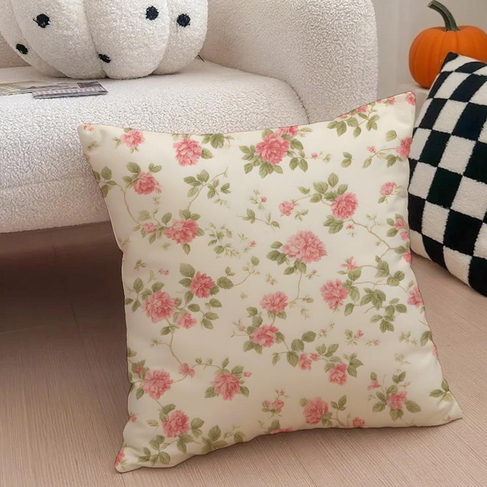 Fresh Floral Pillow Elegant Minimalist Cushion Cover Throw Pillow Cover Hidden Button Durable Polyester Chair Cushion