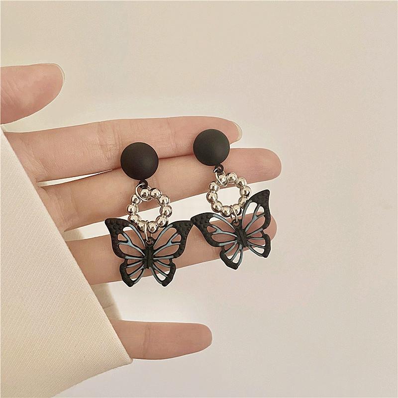 

Заявление полые длинные черные серьги-клипсы в виде бабочки корейский темперамент серьги-клипсы для женщин без отверстий для ушей