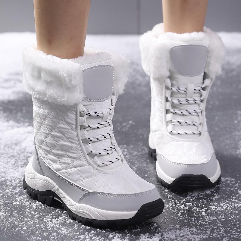 Warm Cotton Shoes Women's High-top Boots Anti-slip Snow Boots Winter Plush Outdoor Walking Shoes Hiking Sneakers