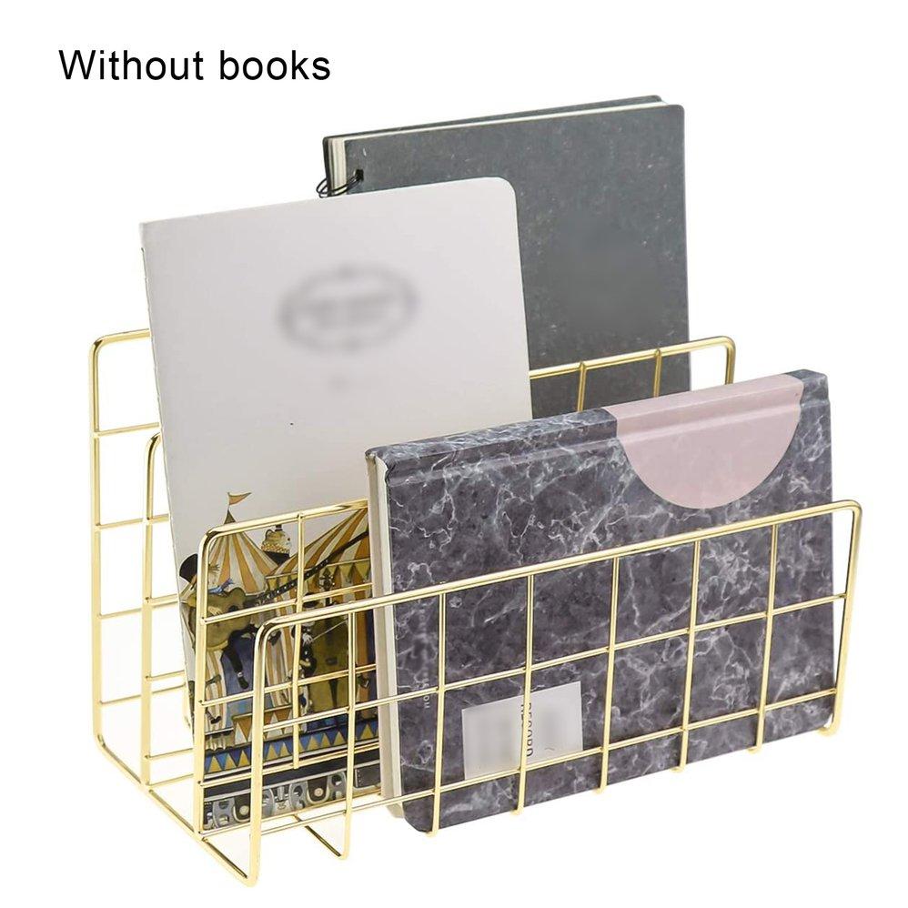 ThreeH Metal Book Stand File Book Holder Book Organizer Office Desk Art Decoration