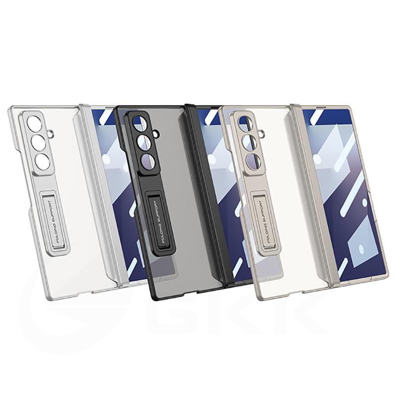 Magnetic Hinge Translucent Frosted Case for Samsung Galaxy Z Fold 7 Outer Screen Glass Holder Hard Cover for Galaxy Z Fold7 Case