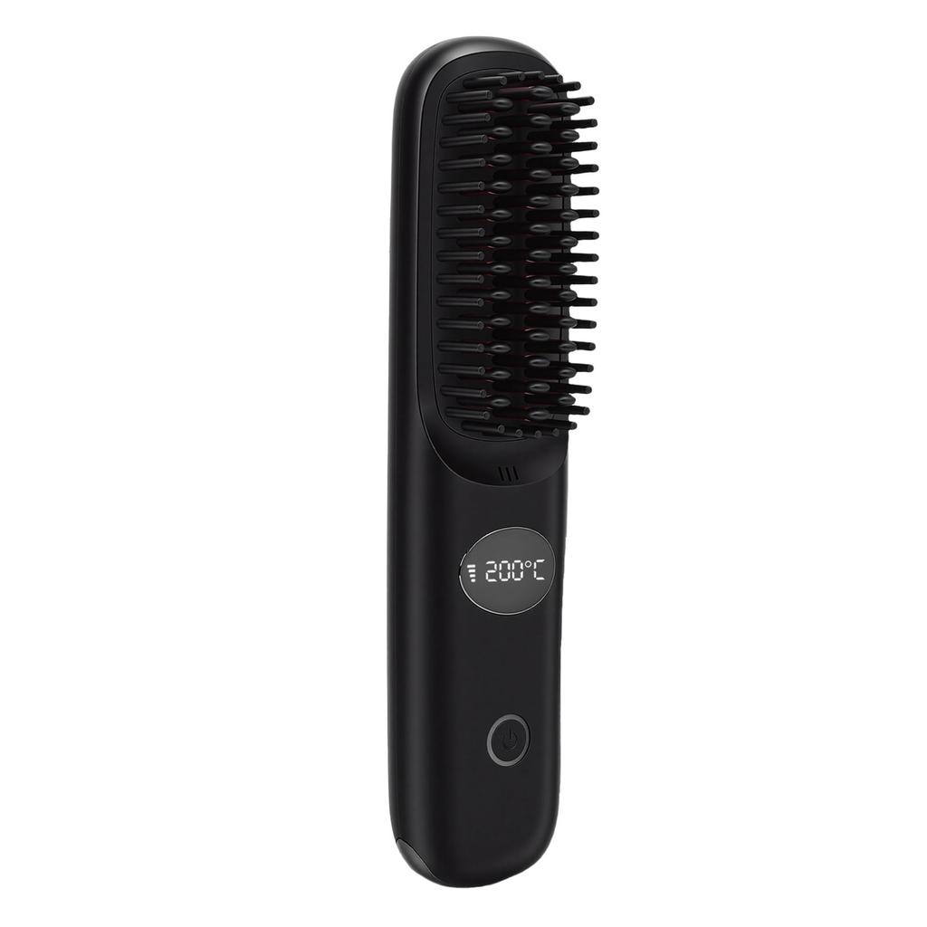 Cordless Hair Straightener Brush Fast Heating USB Rechargeabl LCD Portable Hair Straightening Comb