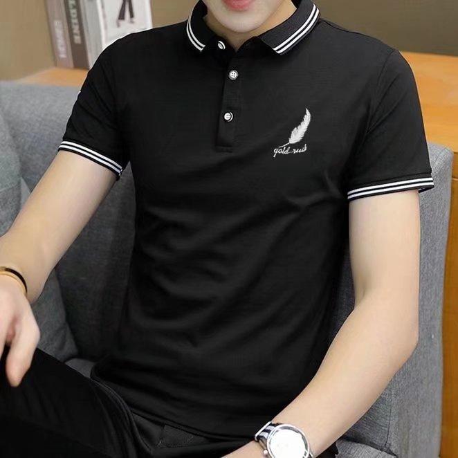 Herren Einfarbiges Poloshirt Kurzarm Slim Fit Freizeit T-Shirt