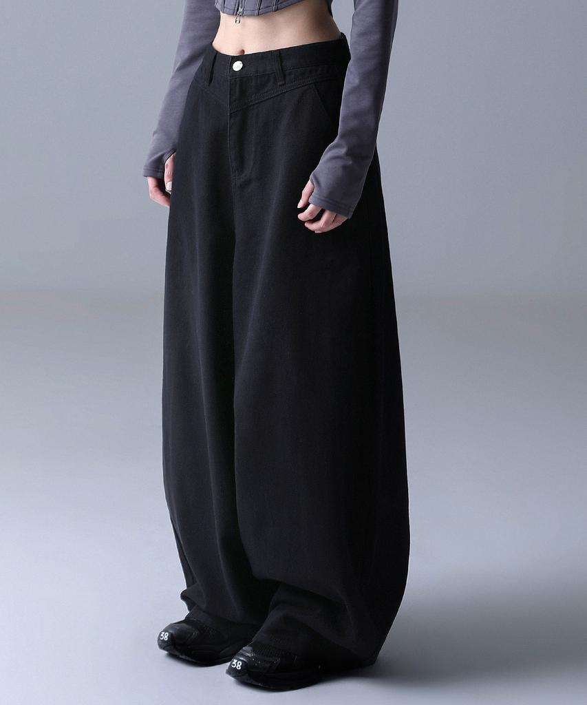Genderist Rothen Wide Denim Pants Cotton Black (B Type)