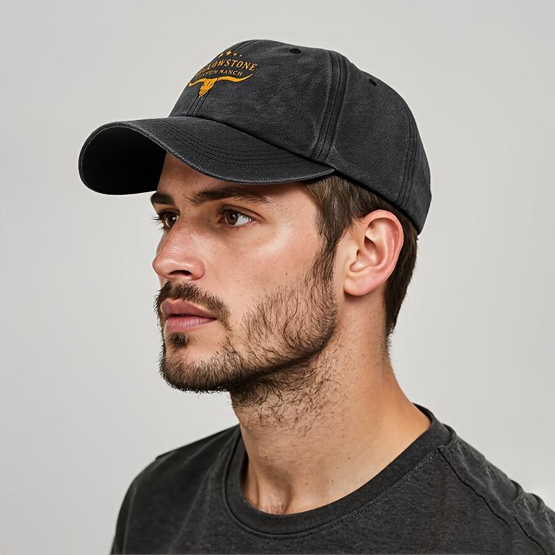 YELLOWSTONE Logo Print Baseball Cap Classic Washed Vintage Soft Brim Duckbill Cap Adjustable Sweat-Absorbing Breathable Sun Hat