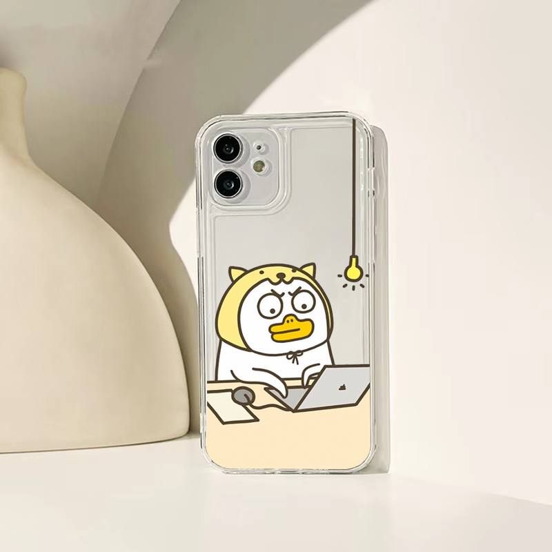 Cartoon Enten Handyhülle für Iphone 11 12 13 14 Pro Max 7 8 Plus X Xr Xs Max Se 2020 Mini Transparente Hülle