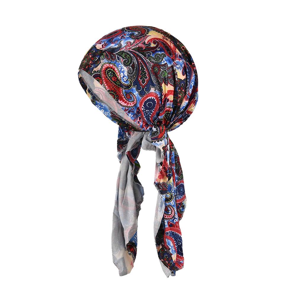 Colorful Long Braid Pirate Bandana Hat – Lightweight Summer Head Wrap for Adults