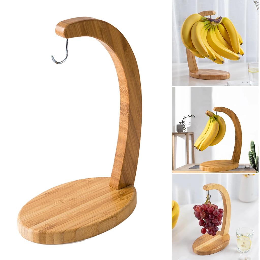 Banana Holder Tree Stand Hanger Rack Fruit Display Hook Wooden Banana Tree Hanger Sturdy Display with Hook for Fruit Storage