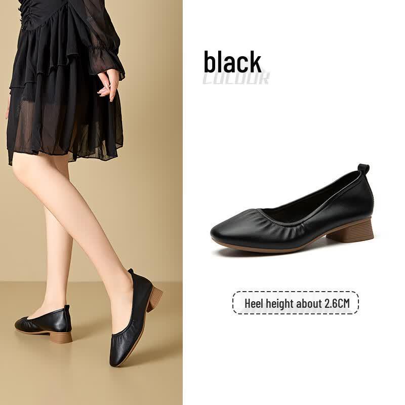 Women s Square Toe Chunky Heel Pumps 35