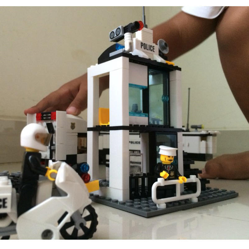 Bausteine ​​Polizeistation Modellbausteine, kompatibel mit allen Markenblöcken, DIY-Steine