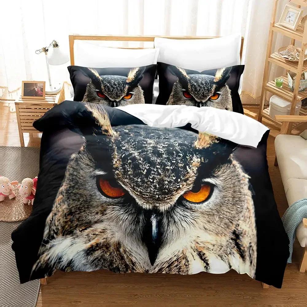 Owl Duvet Cover Set Microfiber Cute White Owl Comforter Cover Bird Animal Quilt Cover For Boys Teens Adults Double Queen Size