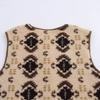 Womens Faux Fur Lined Vest With Print Design Round Neck Sleeveless Cardigan Style 2026 Outdoor Casual Wear