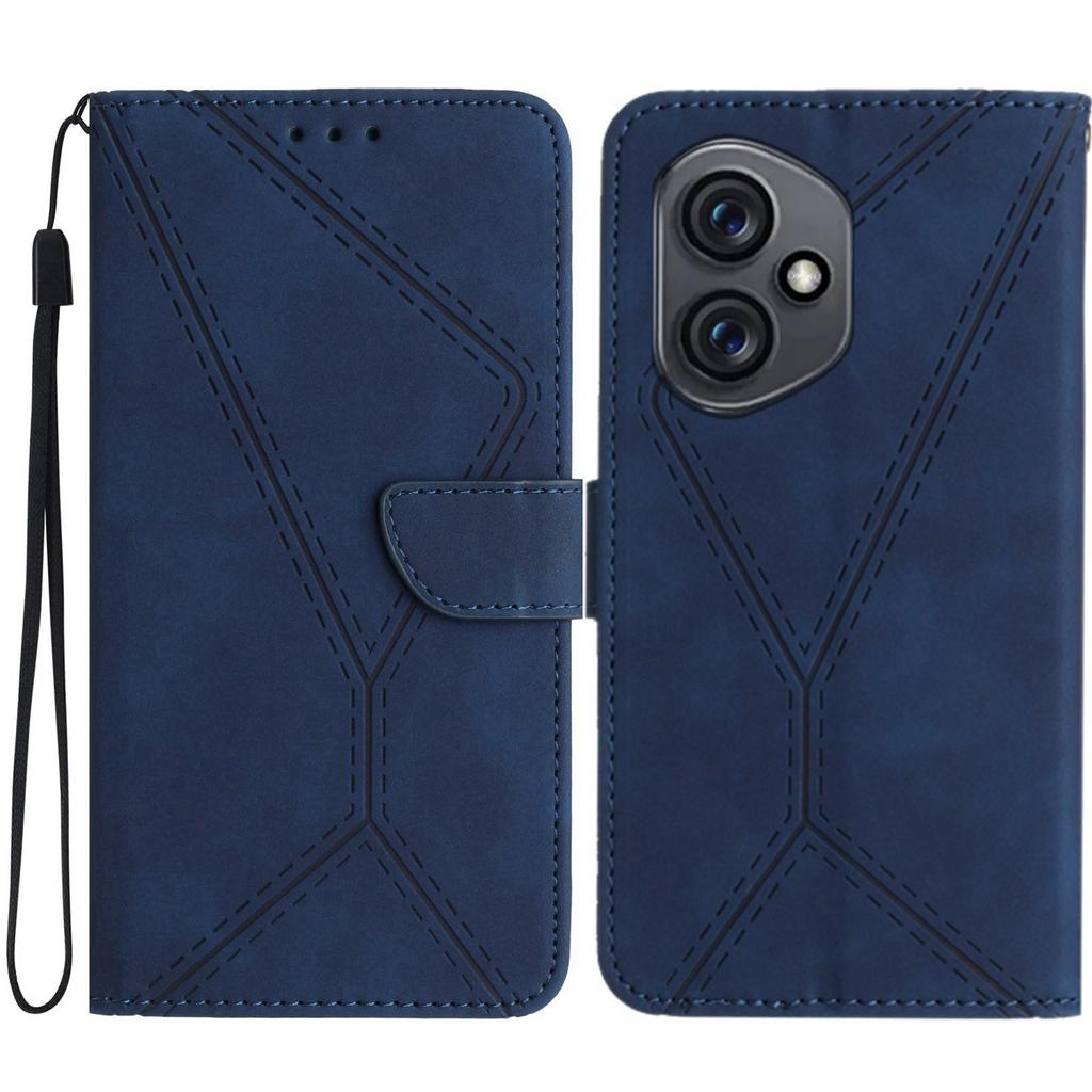 For Honor 400 5G (Global) Case Skin Touch Lines Imprinted PU Leather Flip Phone Cover