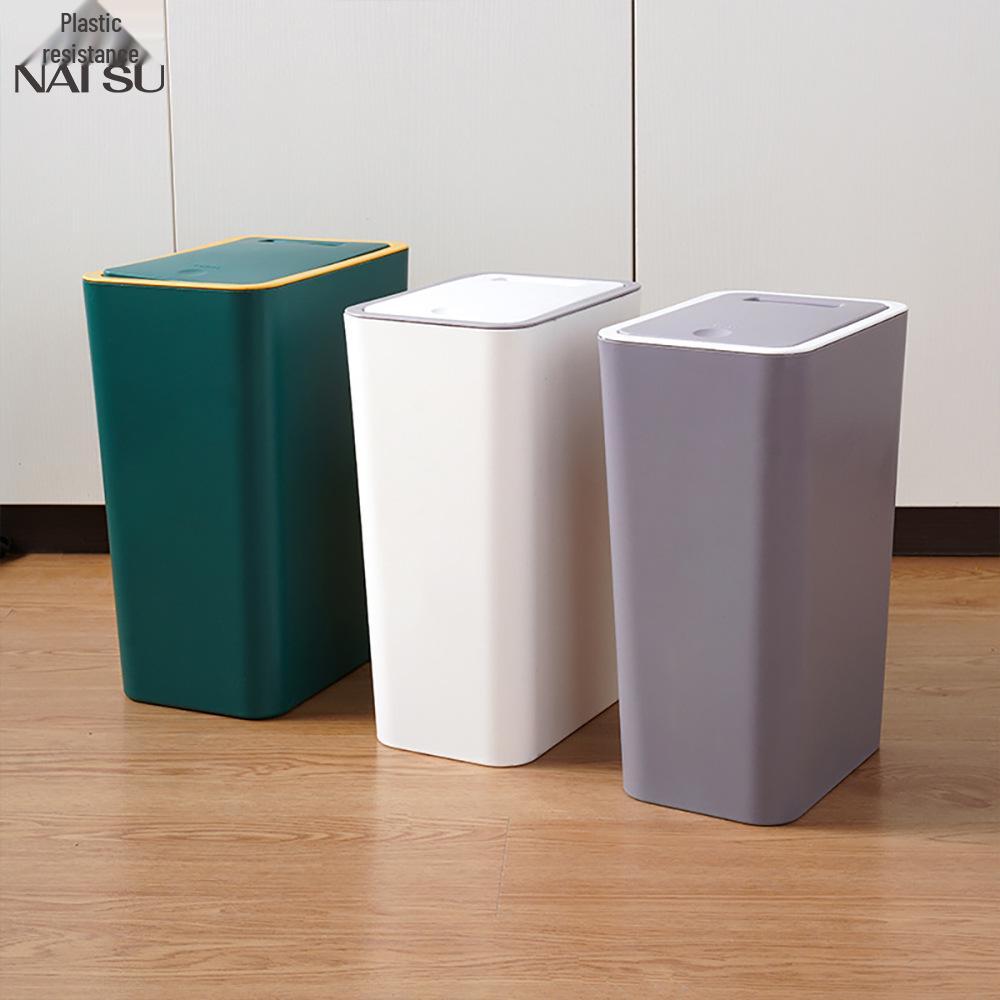 Press-Lid Trash Can: Large Capacity for Bathroom, Bedroom, or Living Room