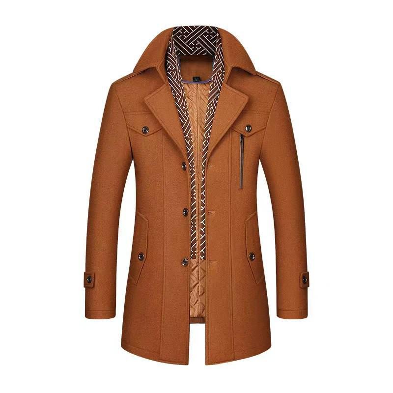 Men`s Double Collar Woolen Coat -