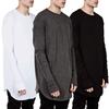 Herren T-Shirt Einfarbige Unregelmäßiger Saum Rundhals Langes Hemd mit Handschuhen für den täglichen Gebrauch