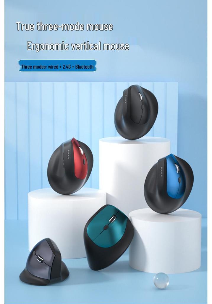 Ergonomic Tri-Mode Silent Vertical Mouse with 2.4G Wireless & Charging Capability
