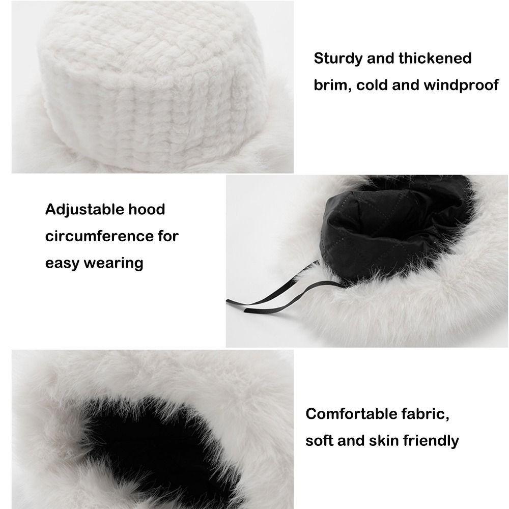 Windproof Bucket Hats Solid Color Warm Hat Women's Fashion Dome Cap Unisex