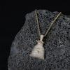 Hip Hop, Full Diamond Money Bag Personalized Dollar $Symbol Pendant Copper Inlaid Zircon Twist Chain Necklace Personalized Accessories
