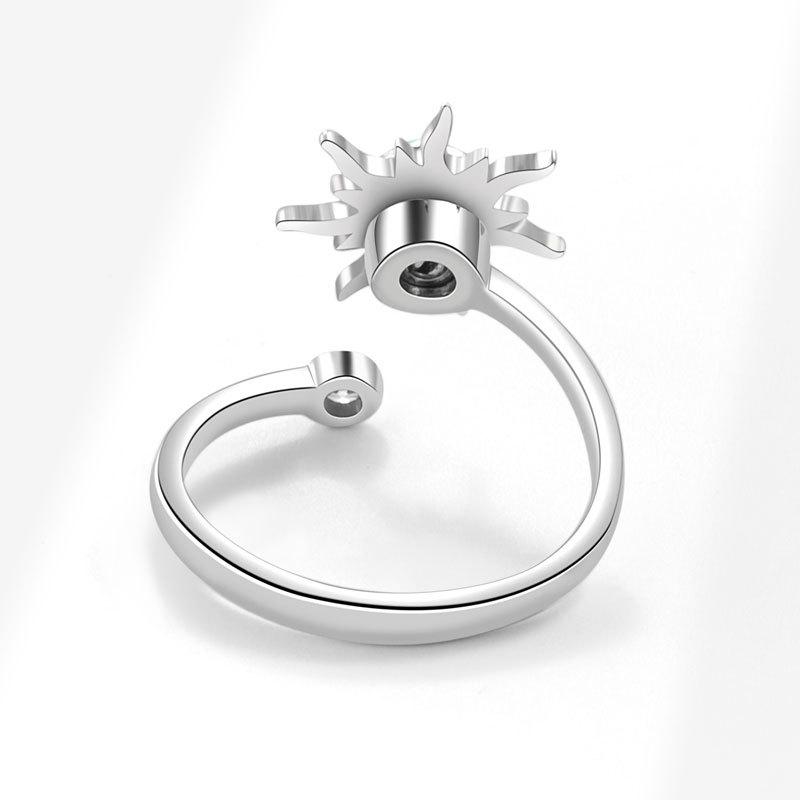 Bohemia Sunflower Rotatable Decompression Rings For Girls Anti Anxiety Relaxing Adjustable Open Wedding Aesthetic Ring