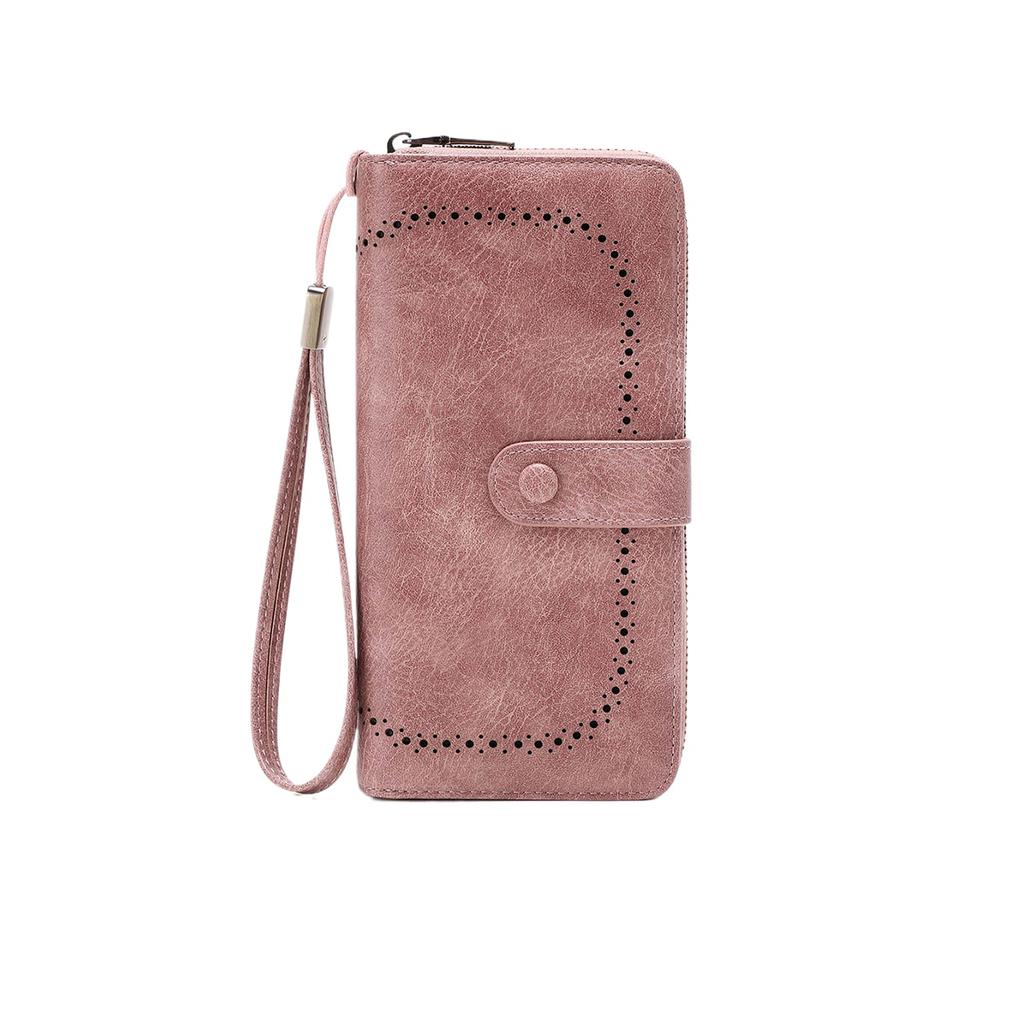 Multifunctional Women's Wallet Retro Oil Wax Leather Long Wallet Simple Large Capacity Card Bag