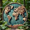 Vintage Rustic World Map Metal Wall Decor for Home Bedroom Farmhouse Living Room