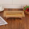 Iron Rectangular Fruit Tray Luxurious European Gold Hollow Out Design Dessert Serving Plate with Base for Stable Display