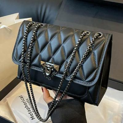 1 einfache und stilvolle Umhängetasche mit Diamantgitter, Umhängetasche mit Metallkette für Damen, Geldbörsen und Handtaschen für die tägliche Freizeit